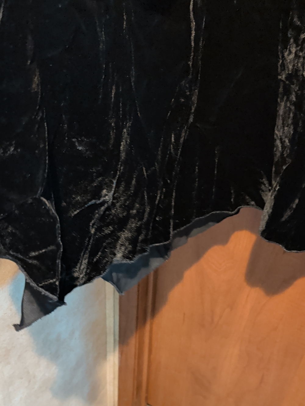 Black Velvet Asymmetric Hem Women's Skirt - Picture 3 of 5